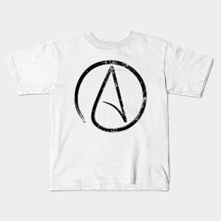 Atheism Sign Black distressed atheist Kids T-Shirt